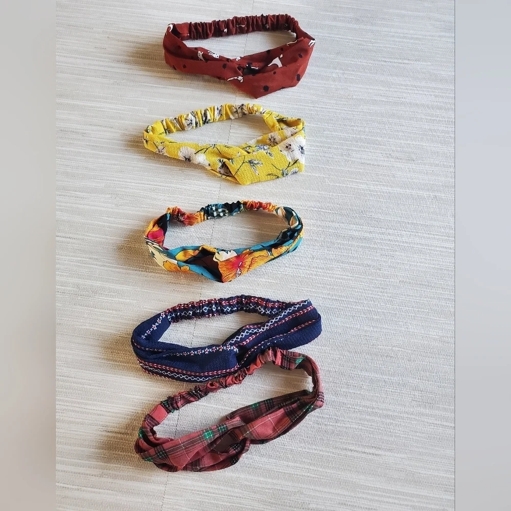 Boho Twisted Criss Cross Wrap Elastic Headbands 10 Piece Set Great Variety NEW
